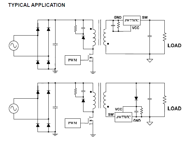 JW7707 內置mos同步整流芯片