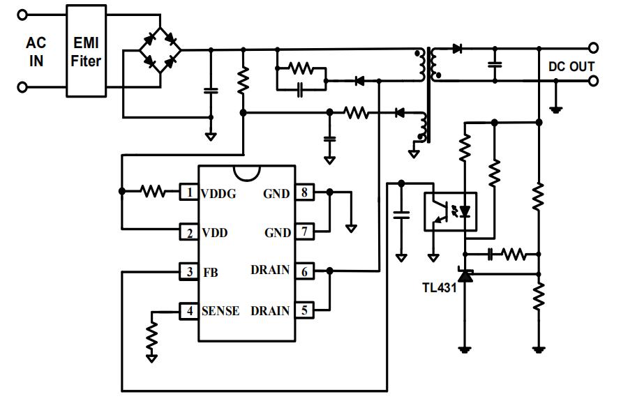 5V2.4A充電器方案電路原理圖