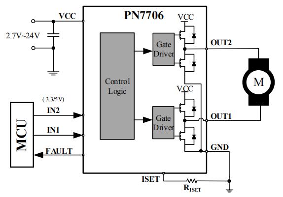 PN7706 智能電表馬達驅動芯片電路圖
