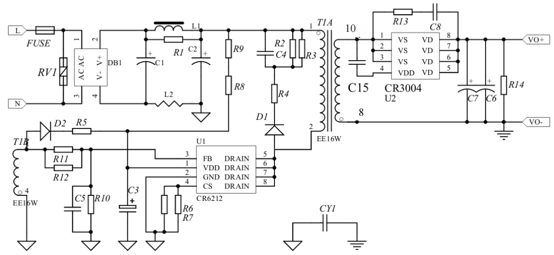 CR6212芯片典型電路圖